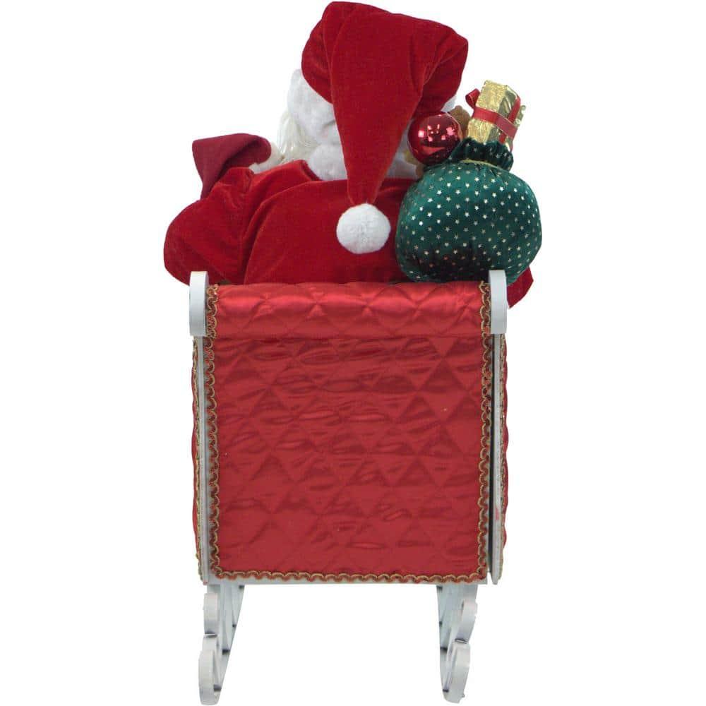 28 in. Christmas Animated Santa Claus in Sleigh with Music, Lights and Motion