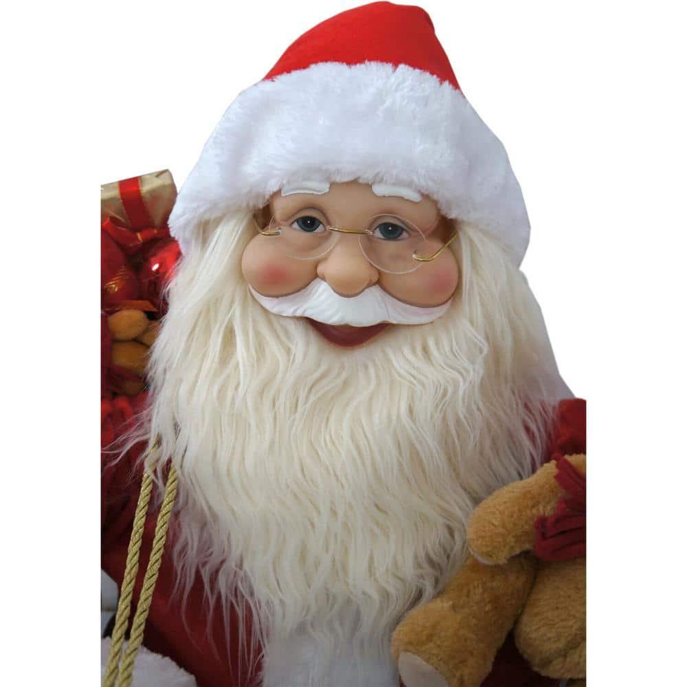 28 in. Christmas Animated Santa Claus in Sleigh with Music, Lights and Motion