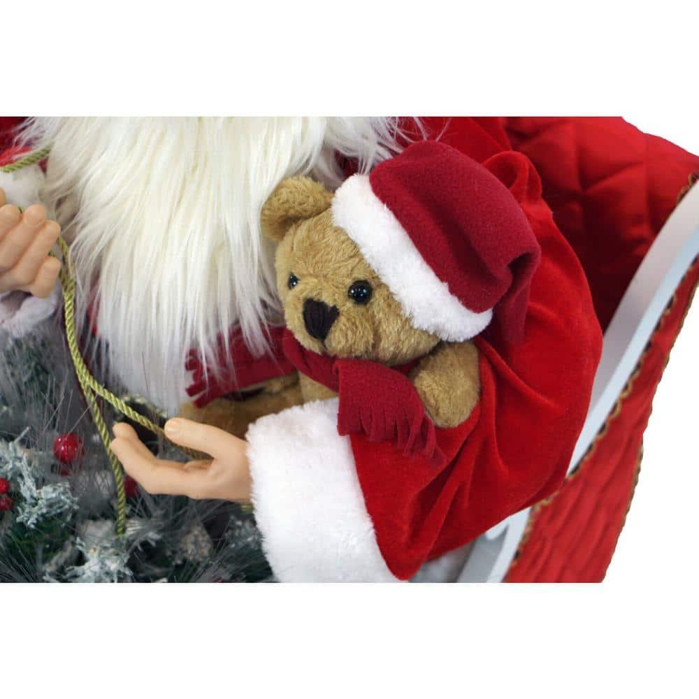 28 in. Christmas Animated Santa Claus in Sleigh with Music, Lights and Motion