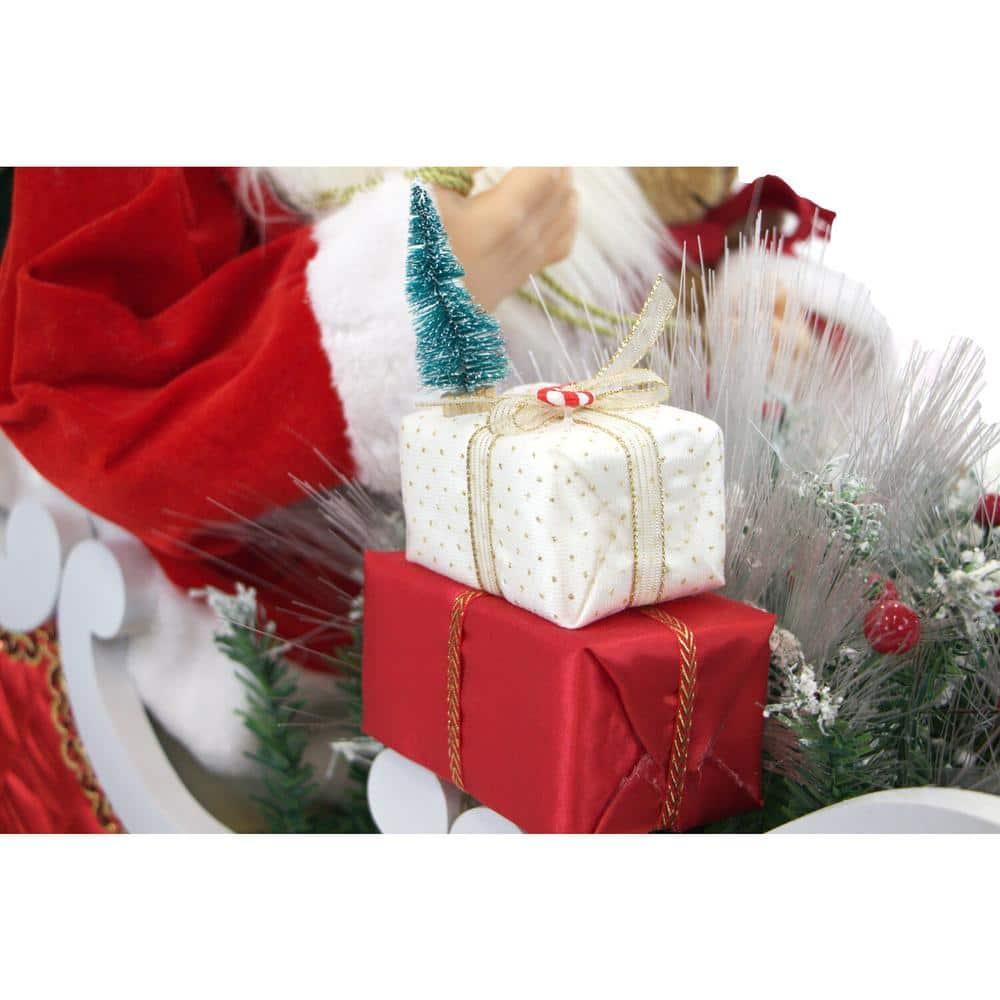 28 in. Christmas Animated Santa Claus in Sleigh with Music, Lights and Motion