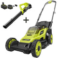 RYOBI Manual Push Lawn Mower 13 in. 18V Lithium Ion Bagger ABS Battery/Charger