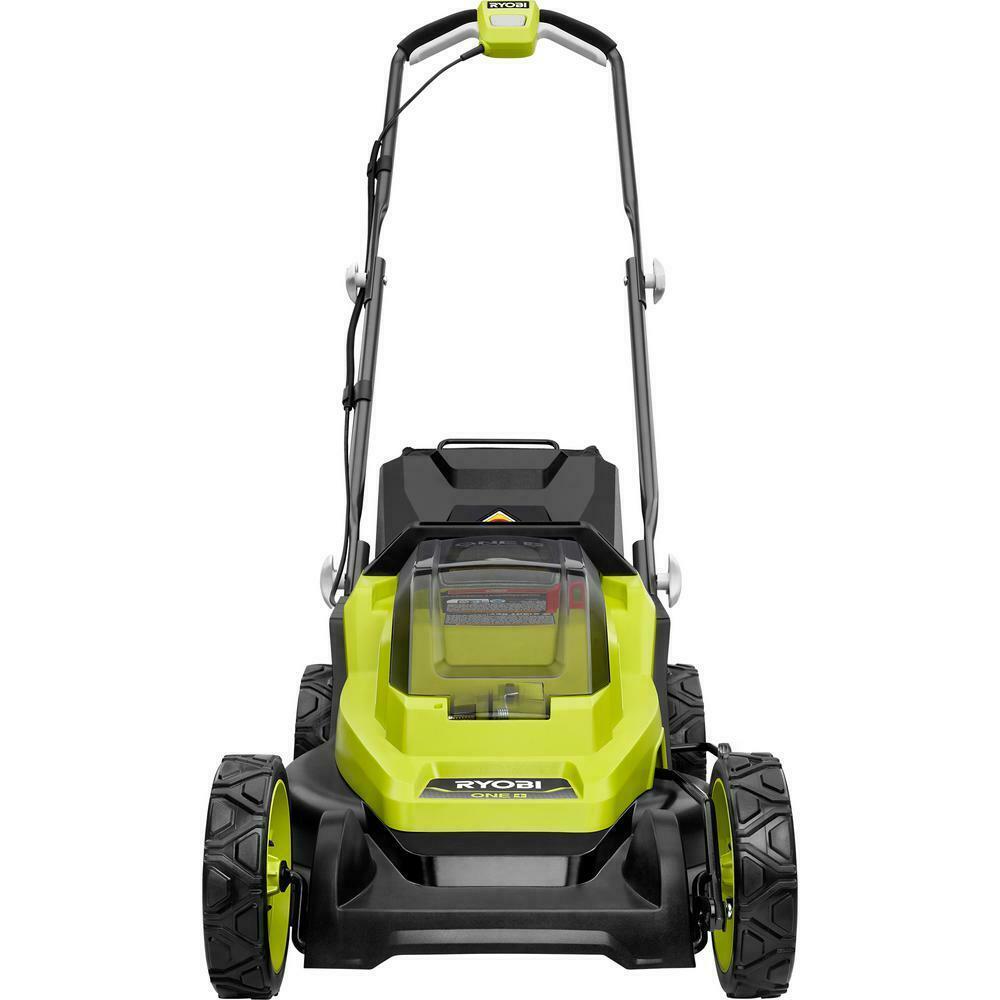 RYOBI Manual Push Lawn Mower 13 in. 18V Lithium Ion Bagger ABS Battery/Charger