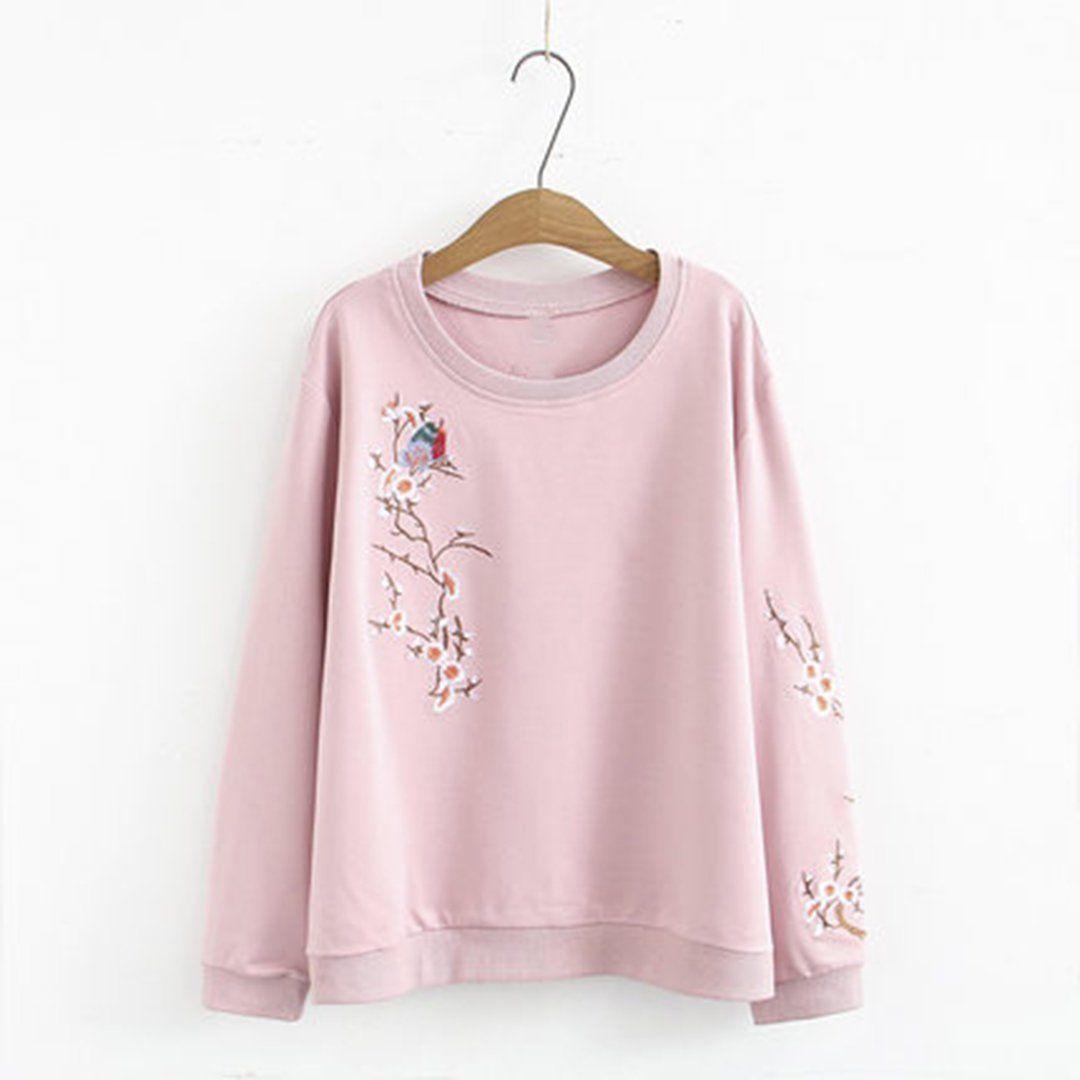 Babakud Early Autumn Embroidery Loose Casual Sweatshirt