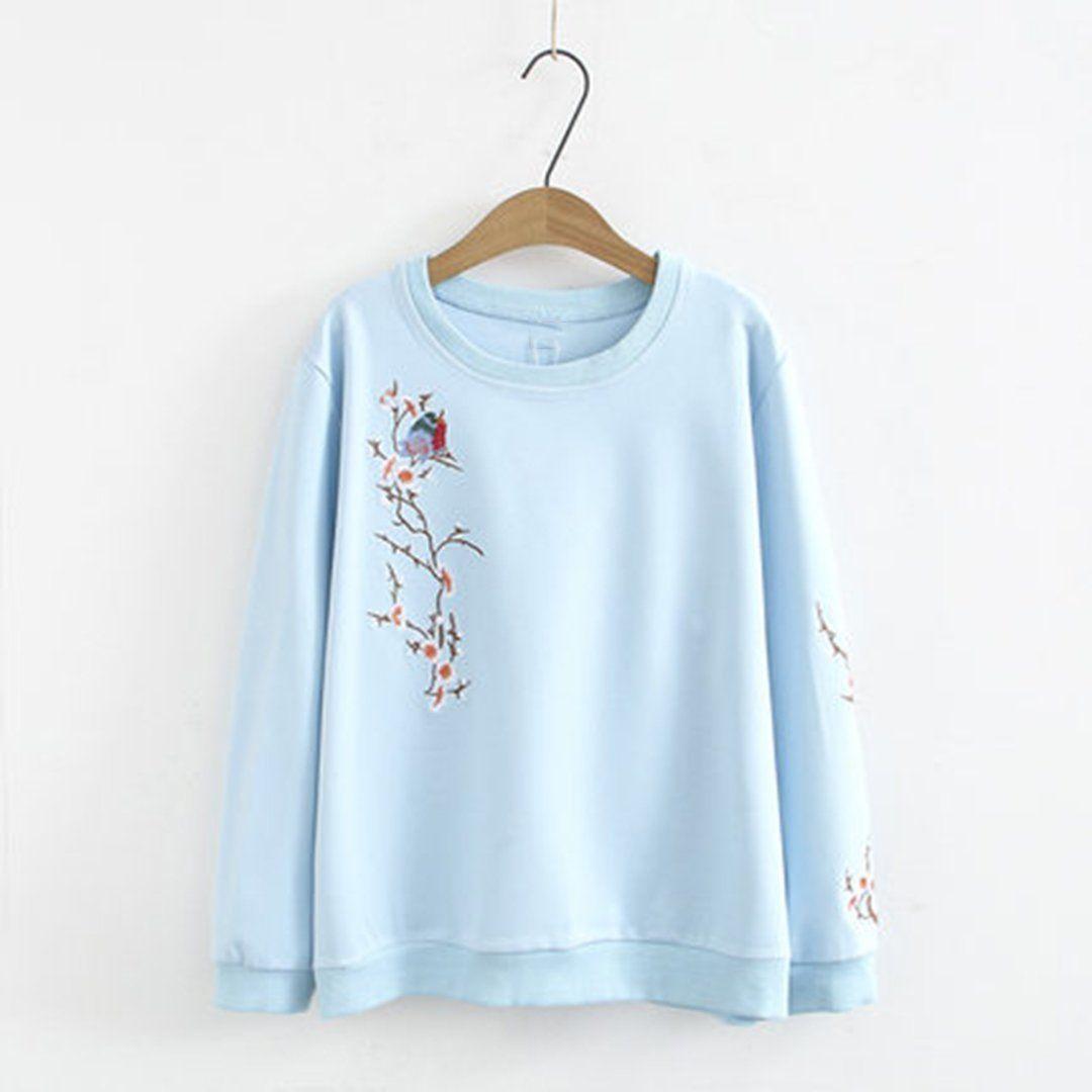 Babakud Early Autumn Embroidery Loose Casual Sweatshirt