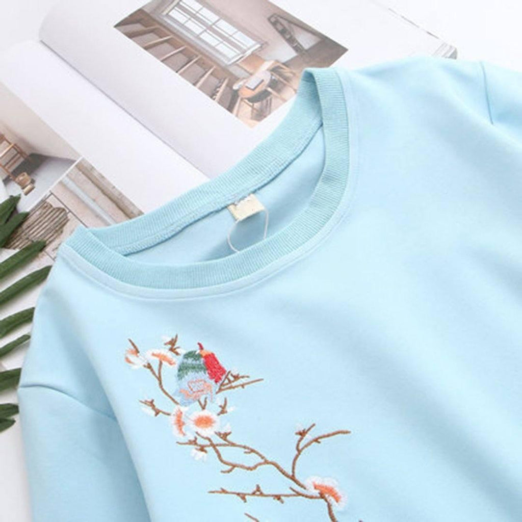 Babakud Early Autumn Embroidery Loose Casual Sweatshirt