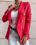 buttoned long sleeve blazer coat