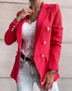 buttoned long sleeve blazer coat