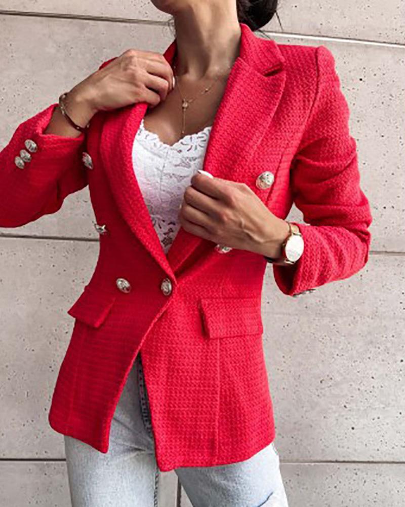 buttoned long sleeve blazer coat