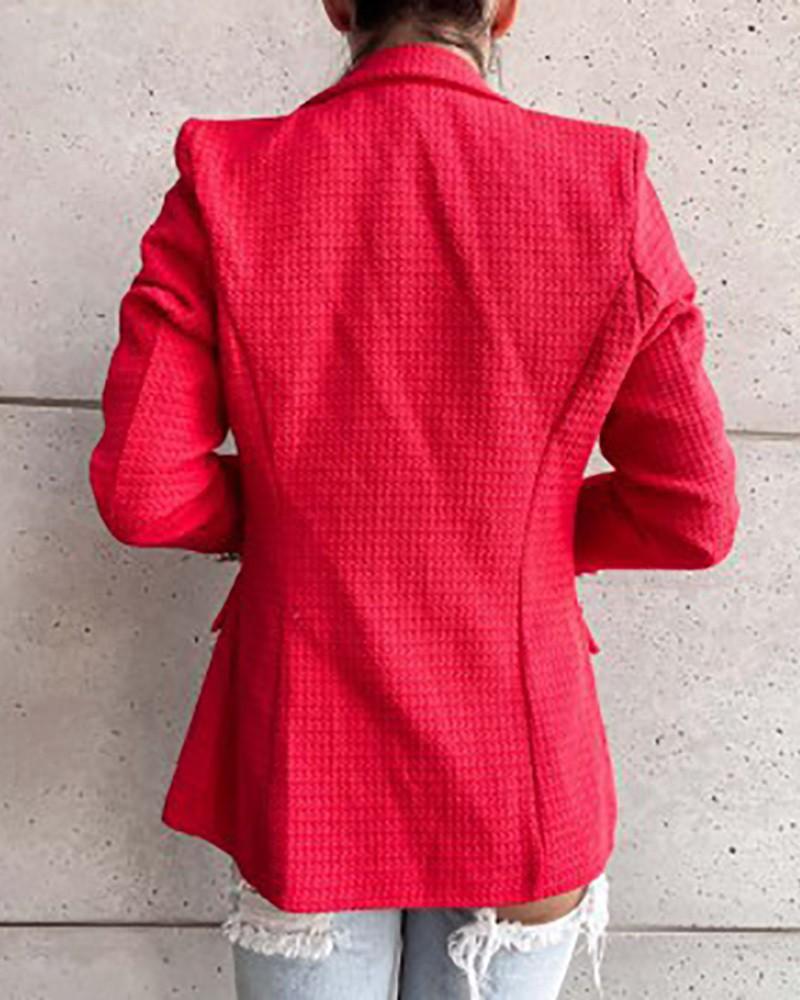 buttoned long sleeve blazer coat