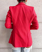 buttoned long sleeve blazer coat