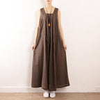 babakud summer loose large size cotton linen sleeveless dress
