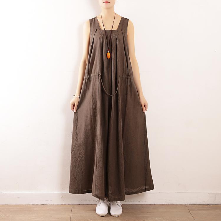 Babakud Summer Loose Large Size Cotton Linen Sleeveless Dress