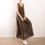 babakud summer loose large size cotton linen sleeveless dress