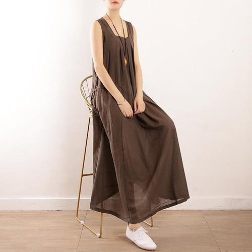 babakud summer loose large size cotton linen sleeveless dress
