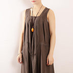 babakud summer loose large size cotton linen sleeveless dress