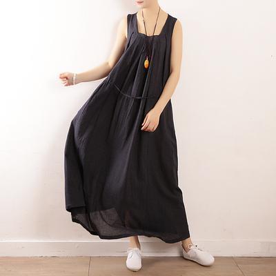 babakud summer loose large size cotton linen sleeveless dress