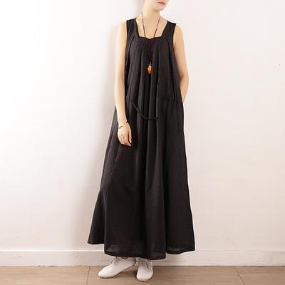 babakud summer loose large size cotton linen sleeveless dress