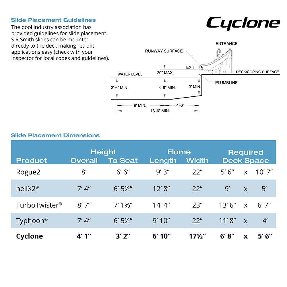s.r.smith 698-209-58123 cyclone right curve swimming pool slide, sandstone 4'