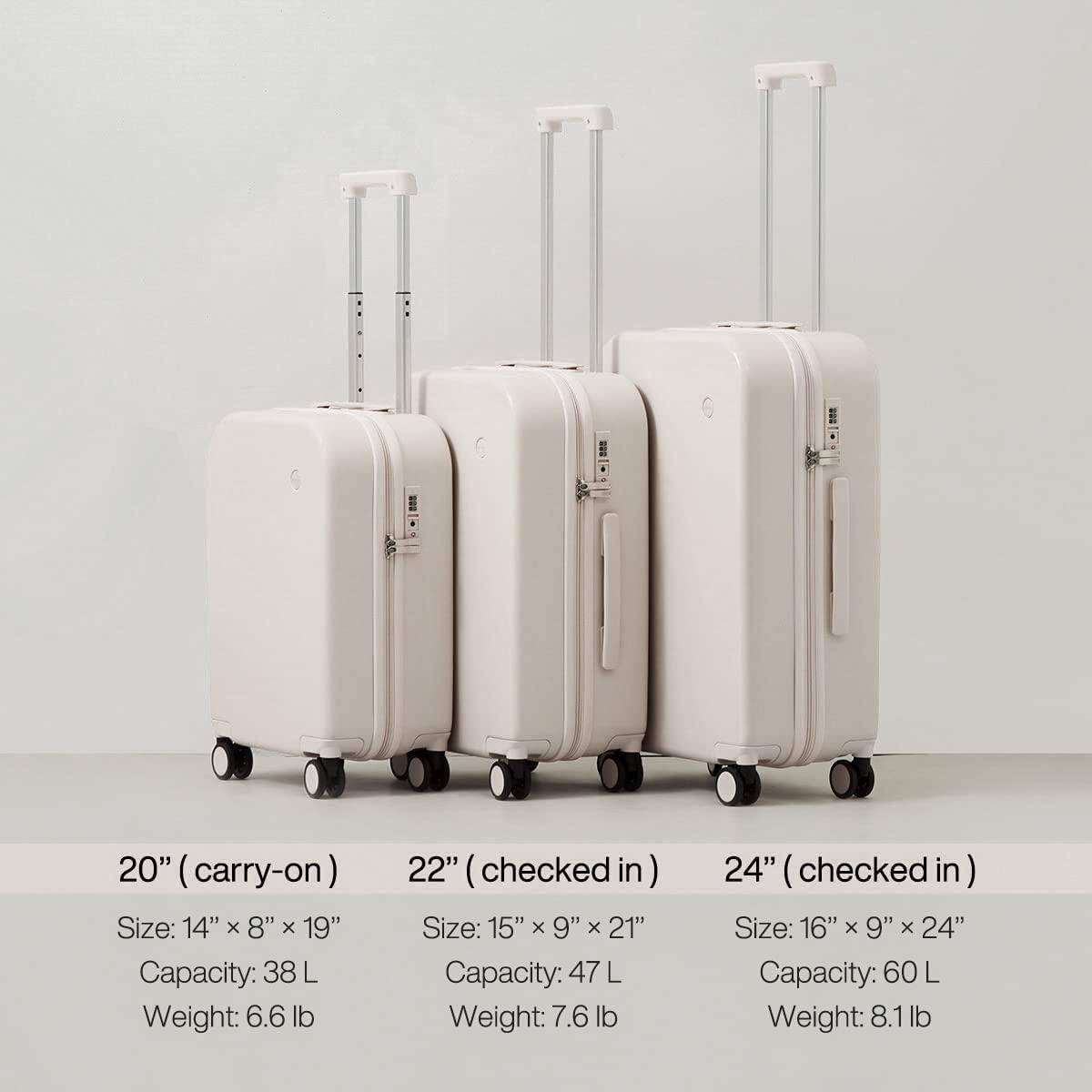 Suitcase Carry on Luggage, Mixi Spinner Wheels Luggage Hardshell Lightweight Rolling Suitcases PC with TSA Lock for Business Travel