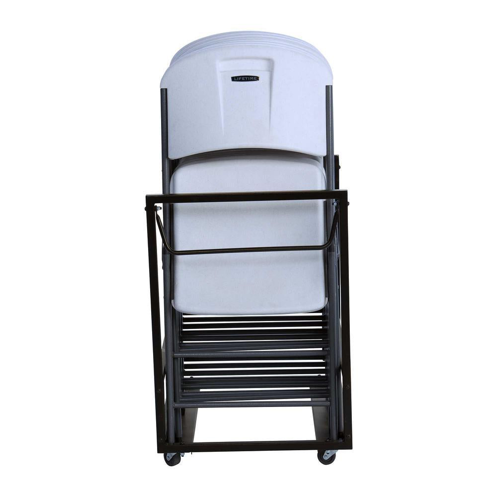 White / Gray Metal Frame Stackable Folding Chair (Set of 9)