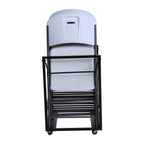 White / Gray Metal Frame Stackable Folding Chair (Set of 9)