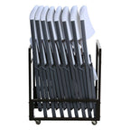 White / Gray Metal Frame Stackable Folding Chair (Set of 9)