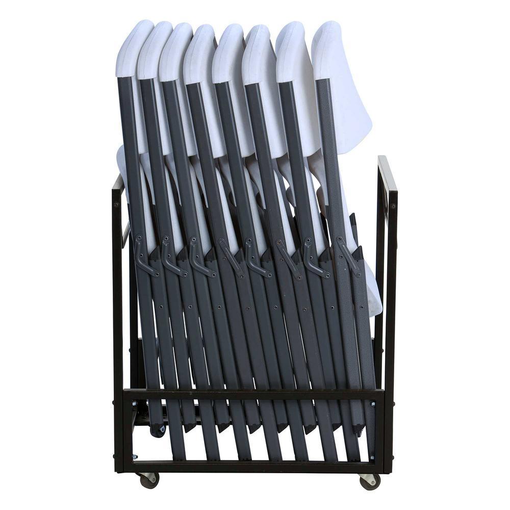 White / Gray Metal Frame Stackable Folding Chair (Set of 9)