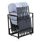 White / Gray Metal Frame Stackable Folding Chair (Set of 9)