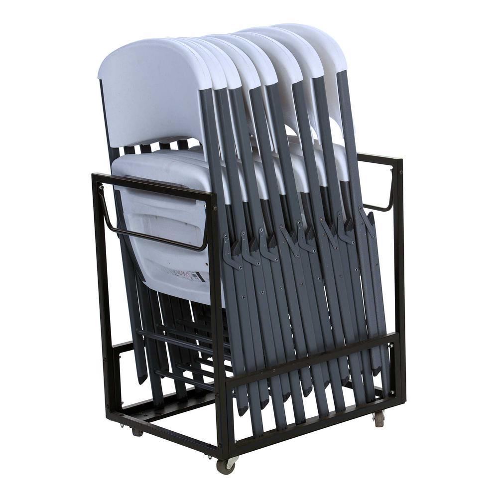 White / Gray Metal Frame Stackable Folding Chair (Set of 9)
