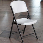 White / Gray Metal Frame Stackable Folding Chair (Set of 9)