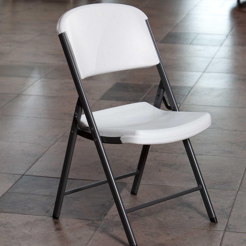 White / Gray Metal Frame Stackable Folding Chair (Set of 9)