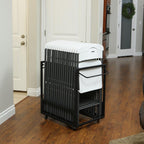 White / Gray Metal Frame Stackable Folding Chair (Set of 9)