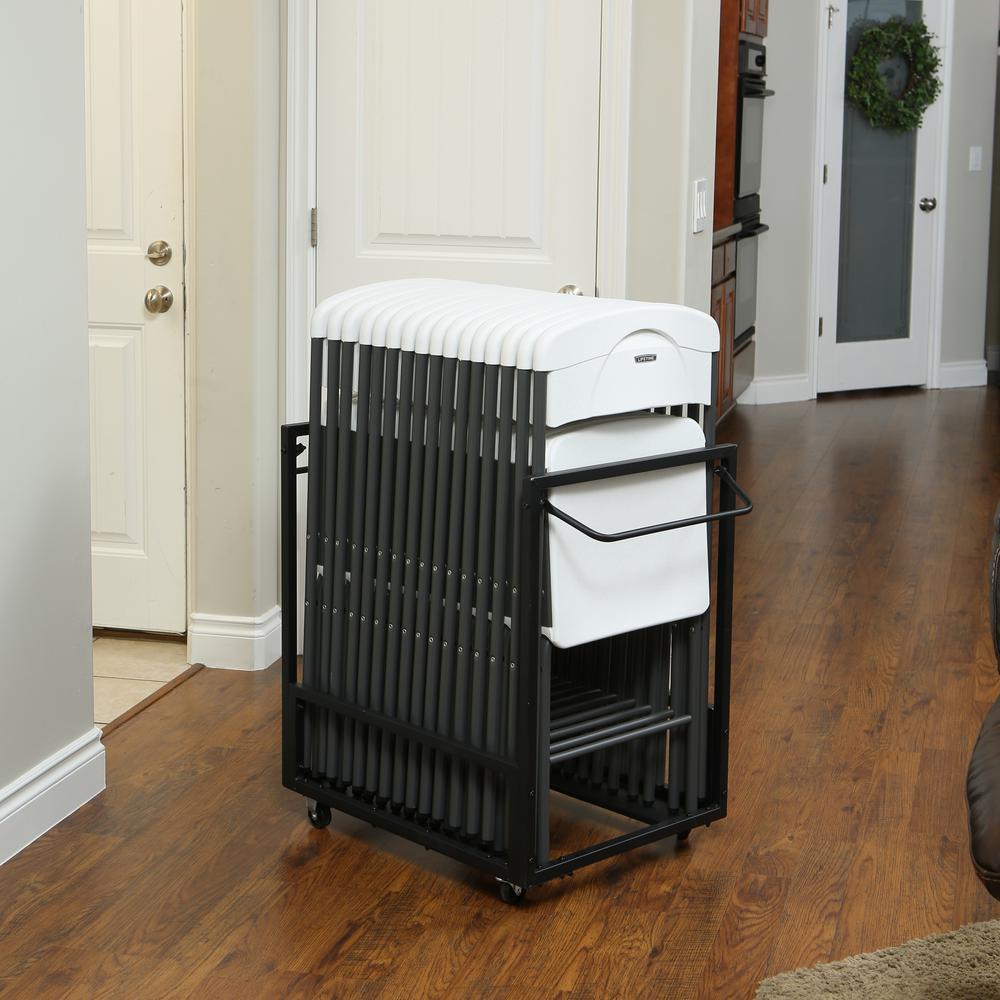 White / Gray Metal Frame Stackable Folding Chair (Set of 9)