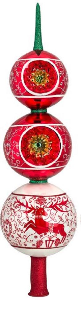 Metzler Brothers Bratislava Folk Art Finial Polish Glass Christmas Tree Topper