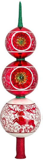 Metzler Brothers Bratislava Folk Art Finial Polish Glass Christmas Tree Topper