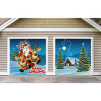 7 ft. x 8 ft. Santa's Take off-Outdoor Holiday 2-Car Split Garage Door Decor Mural for Split Car Garage, 2-Graphic Kit