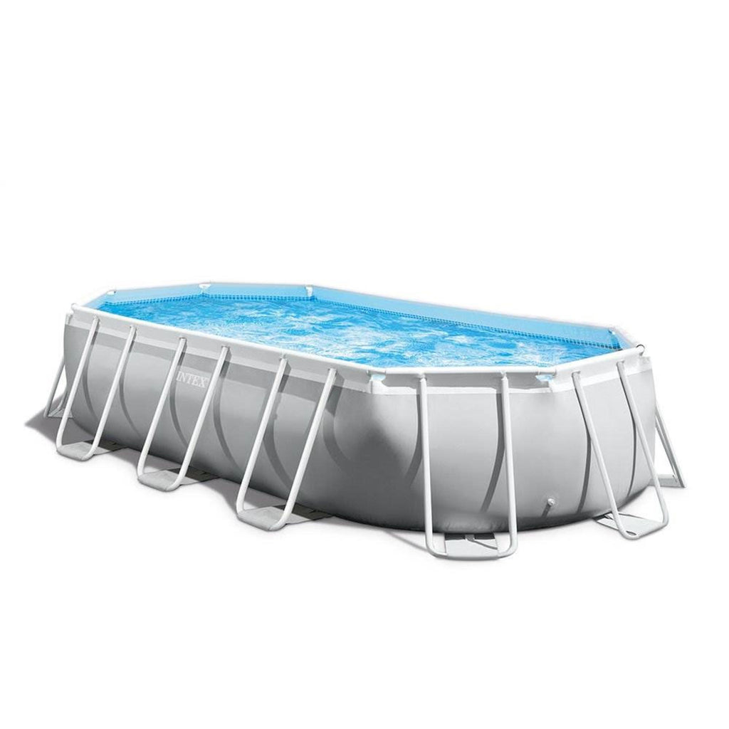 26795EH Prism Frame 16.5ft x 9ft 48in Outdoor Frame Above Ground Oval Swimming Pool Set with Filter Pump, Pool Cover and