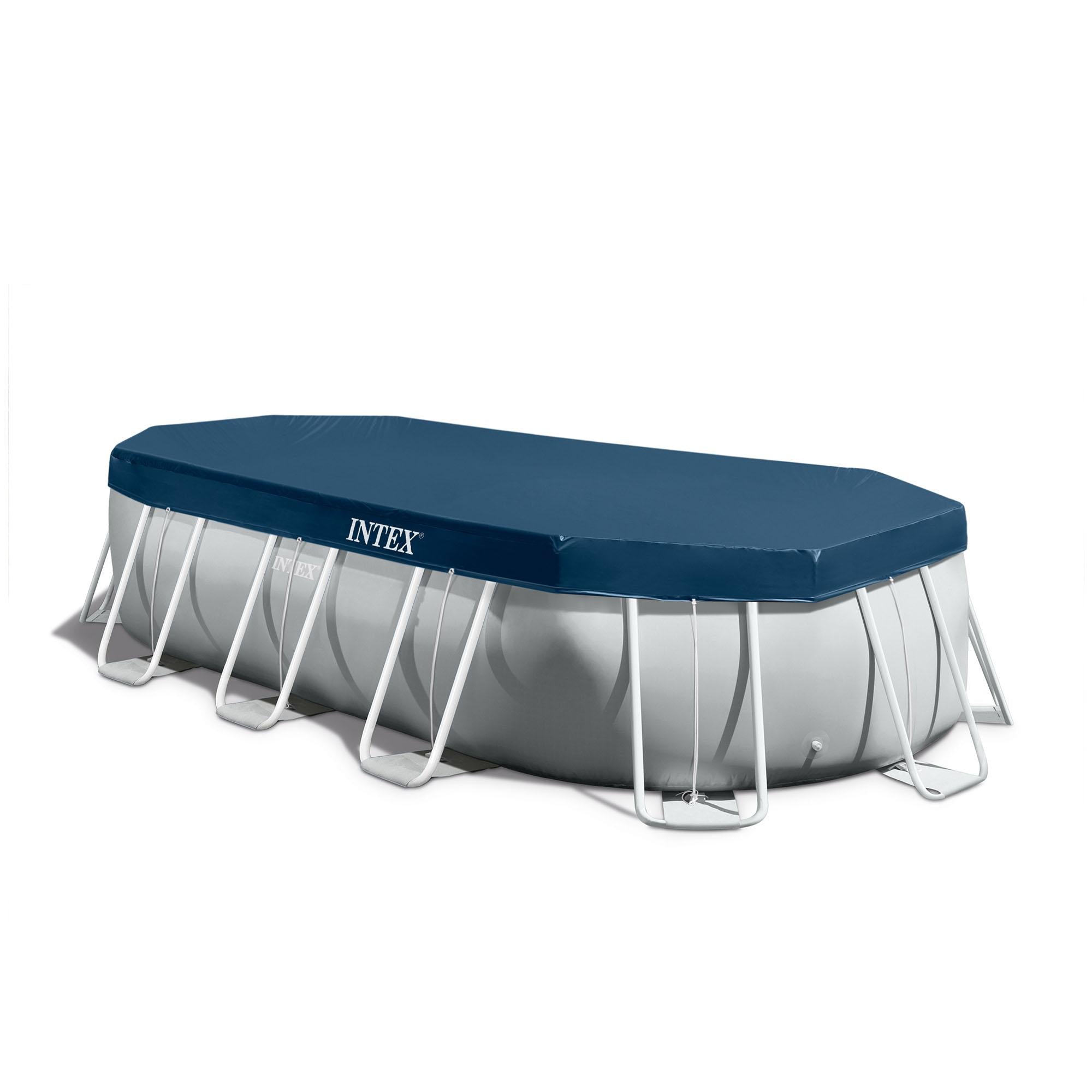 26795EH Prism Frame 16.5ft x 9ft 48in Outdoor Frame Above Ground Oval Swimming Pool Set with Filter Pump, Pool Cover and