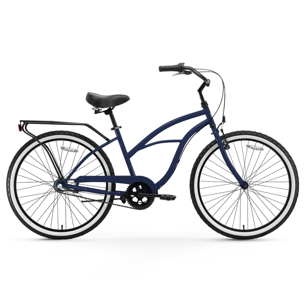 reezero Around Block Women's 3-Speed Beach Cruiser Bicycle, 26" Wheels, Navy