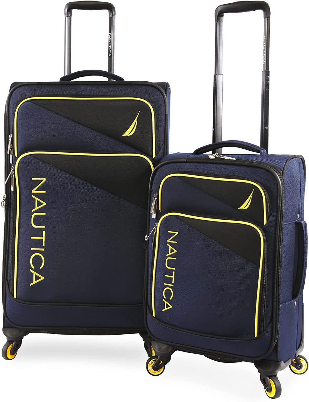 Emry 2pc Softside Luggage Set, Navy Yellow