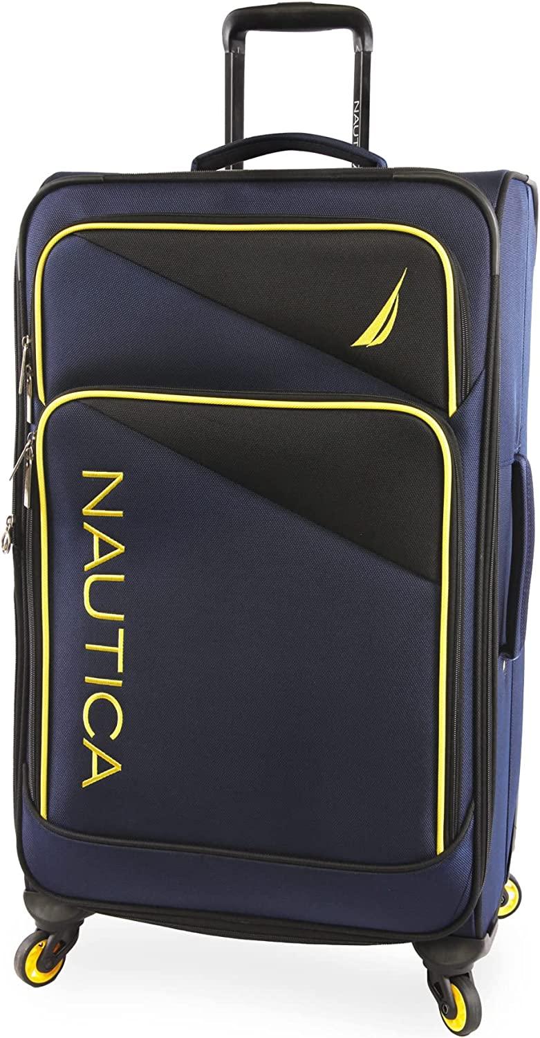 Emry 2pc Softside Luggage Set, Navy Yellow