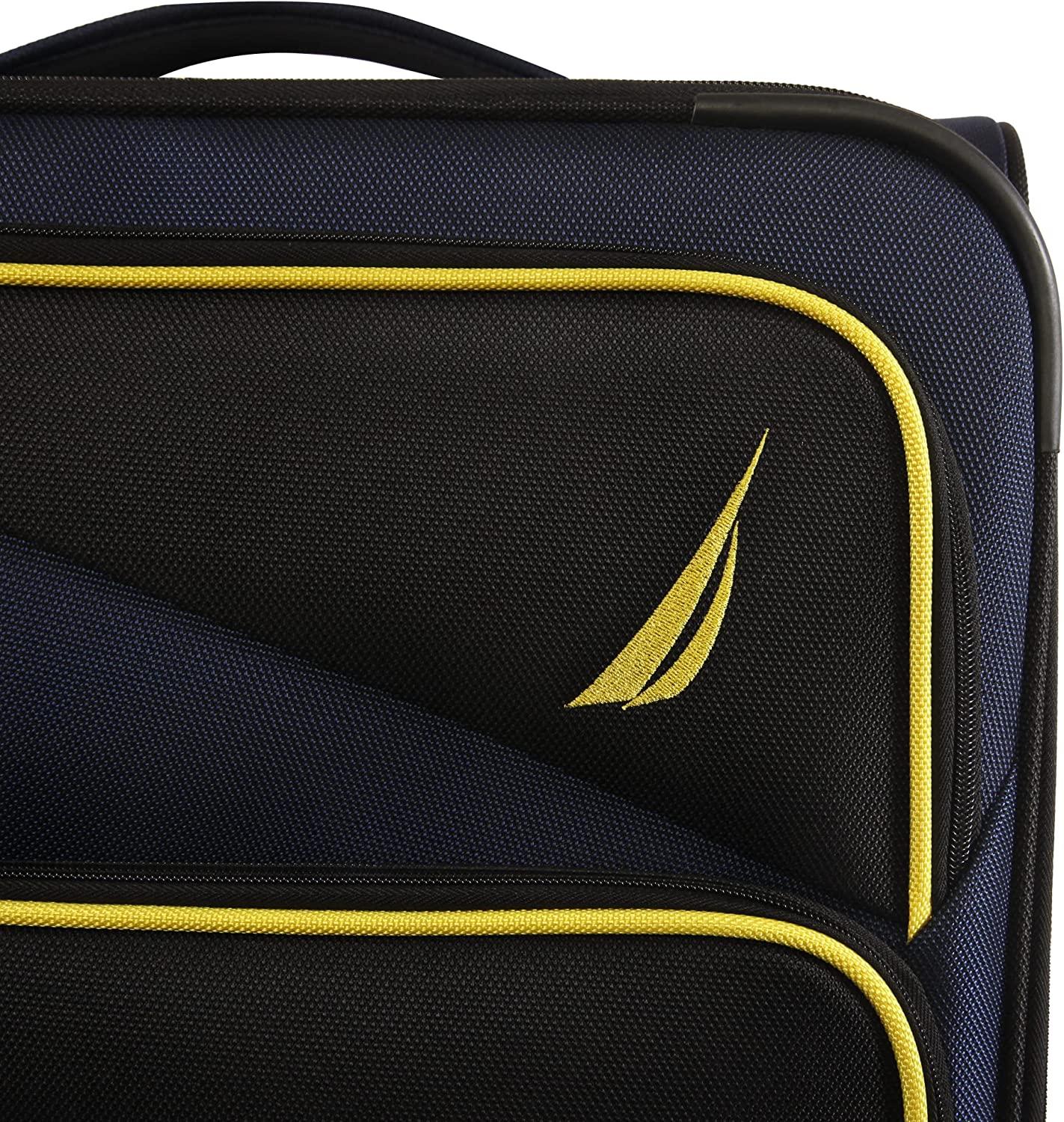 Emry 2pc Softside Luggage Set, Navy Yellow