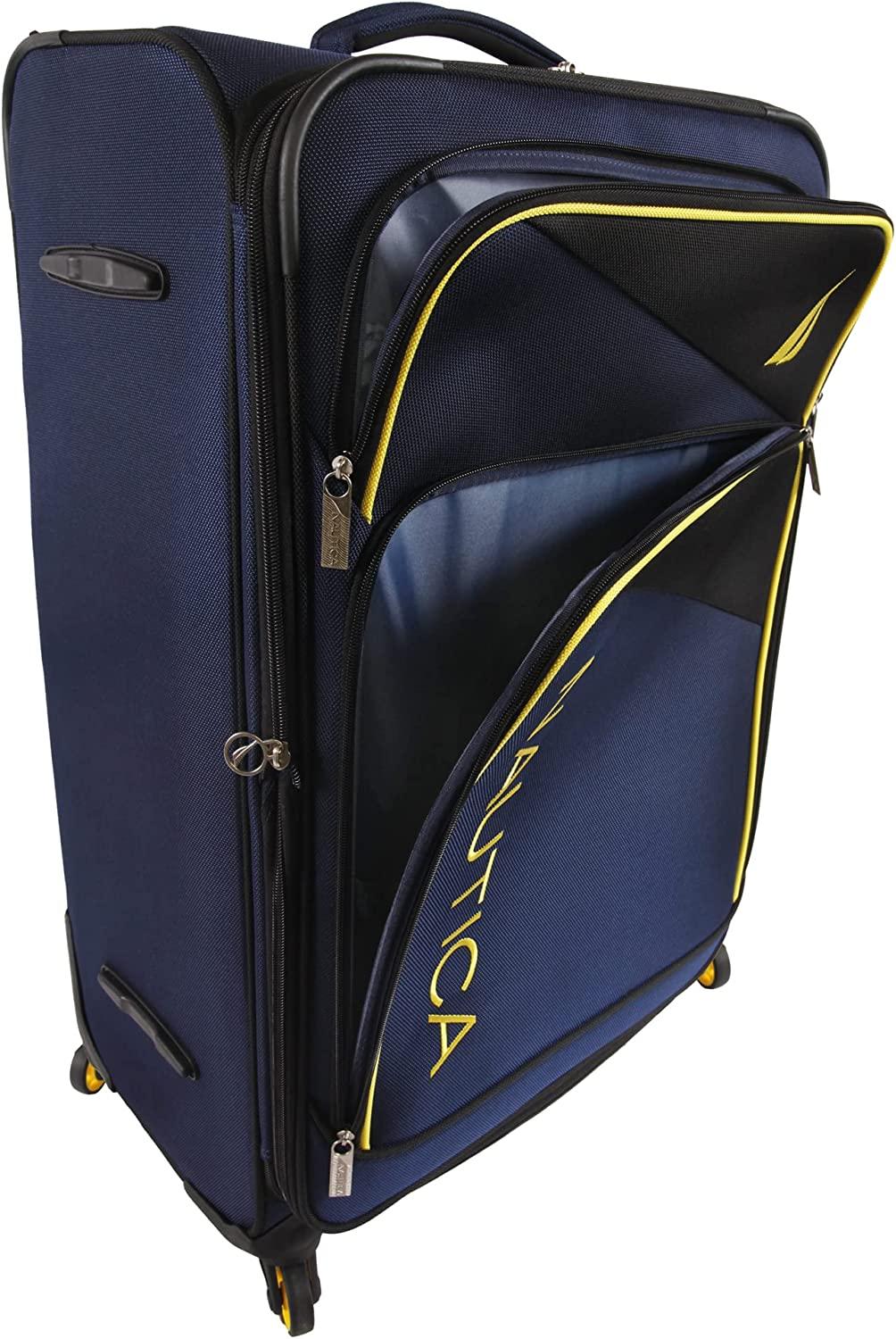Emry 2pc Softside Luggage Set, Navy Yellow