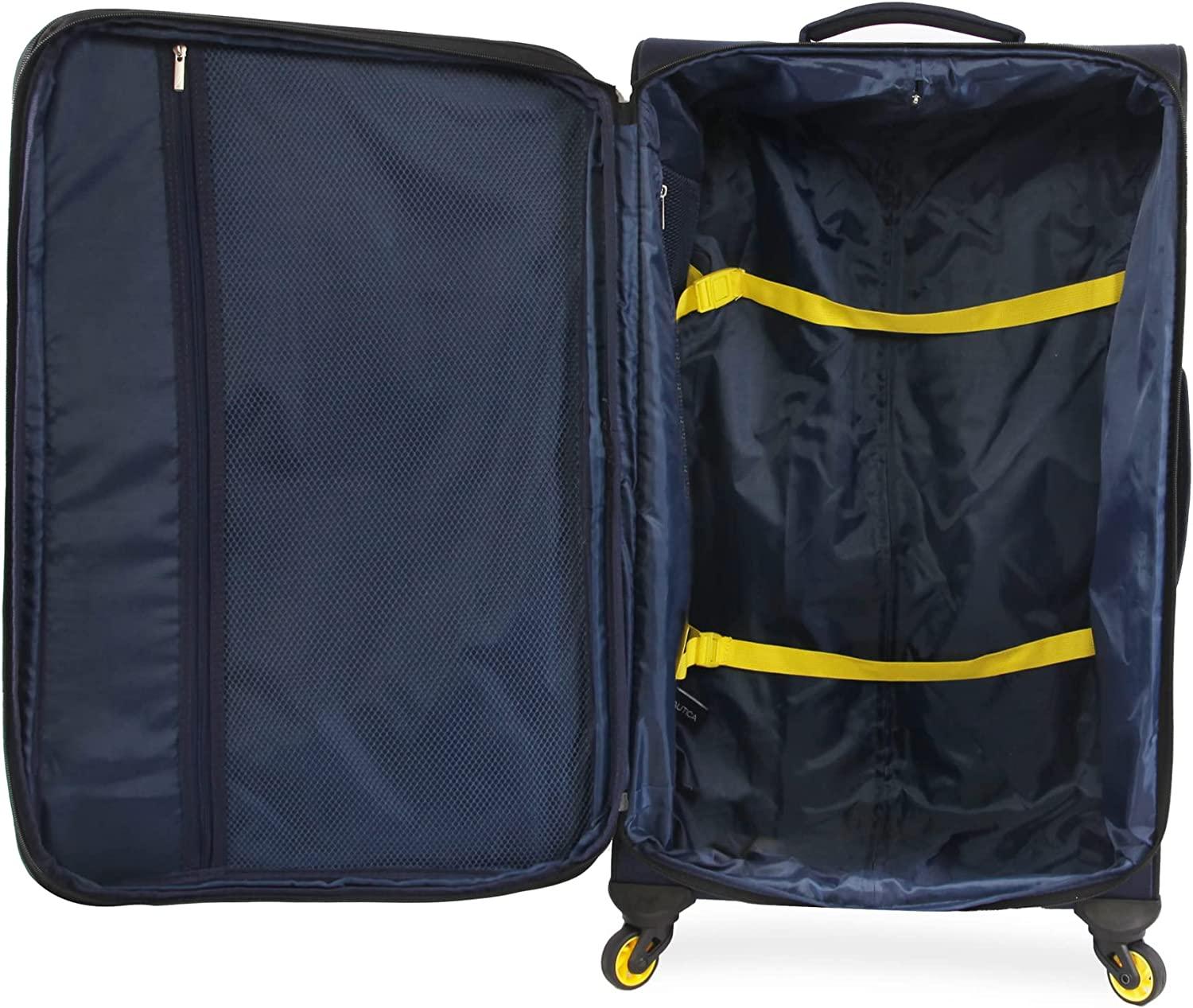 Emry 2pc Softside Luggage Set, Navy Yellow