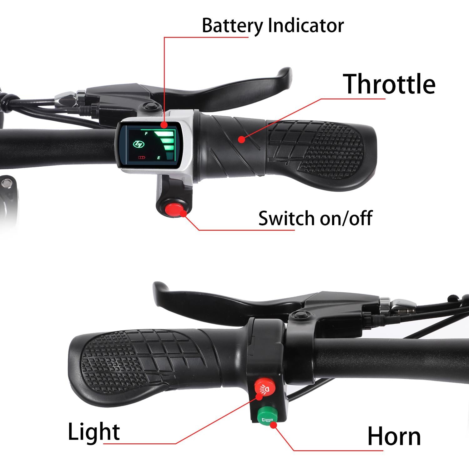 xprit 14 In. Folding Electric Bike, Light Weight, LCD Display, Full Throttle and Pedal Assist, Black