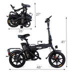 xprit 14 In. Folding Electric Bike, Light Weight, LCD Display, Full Throttle and Pedal Assist, Black