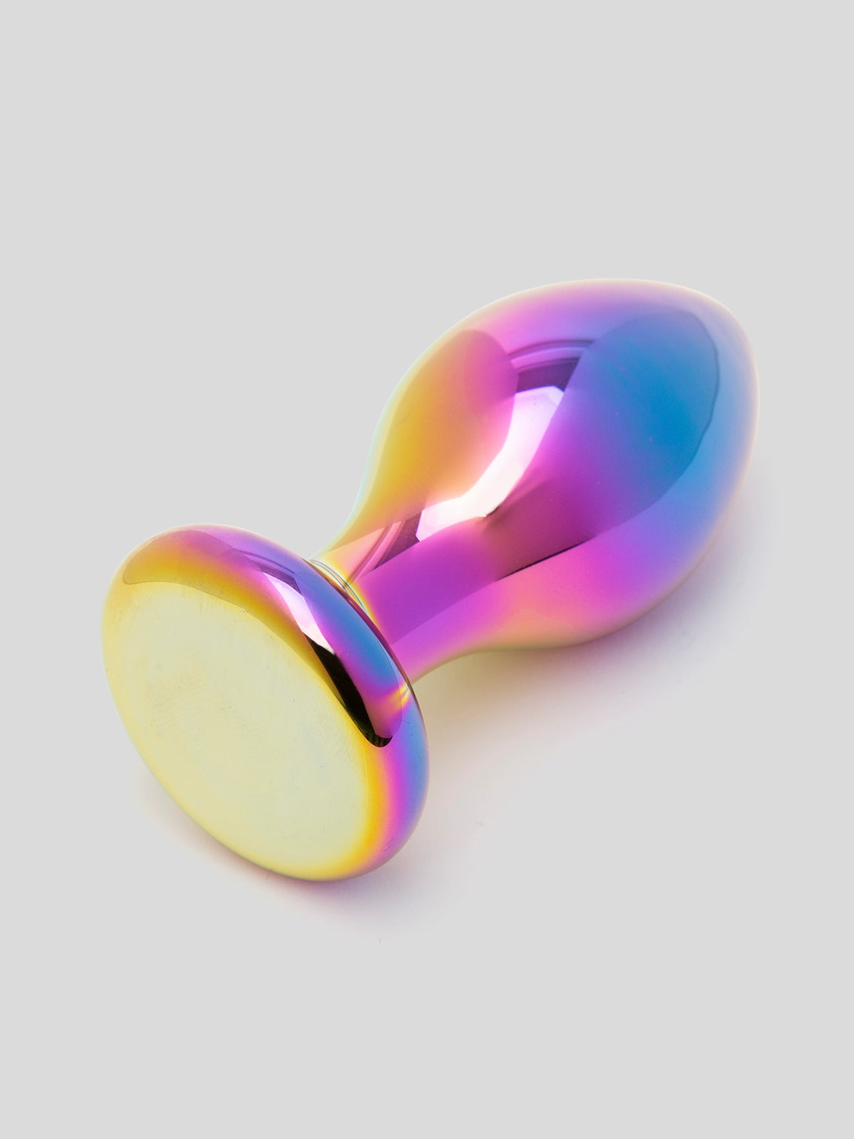 Lovehoney Sensual Glass Small Iridescent Butt Plug 3 Inch, Rainbow