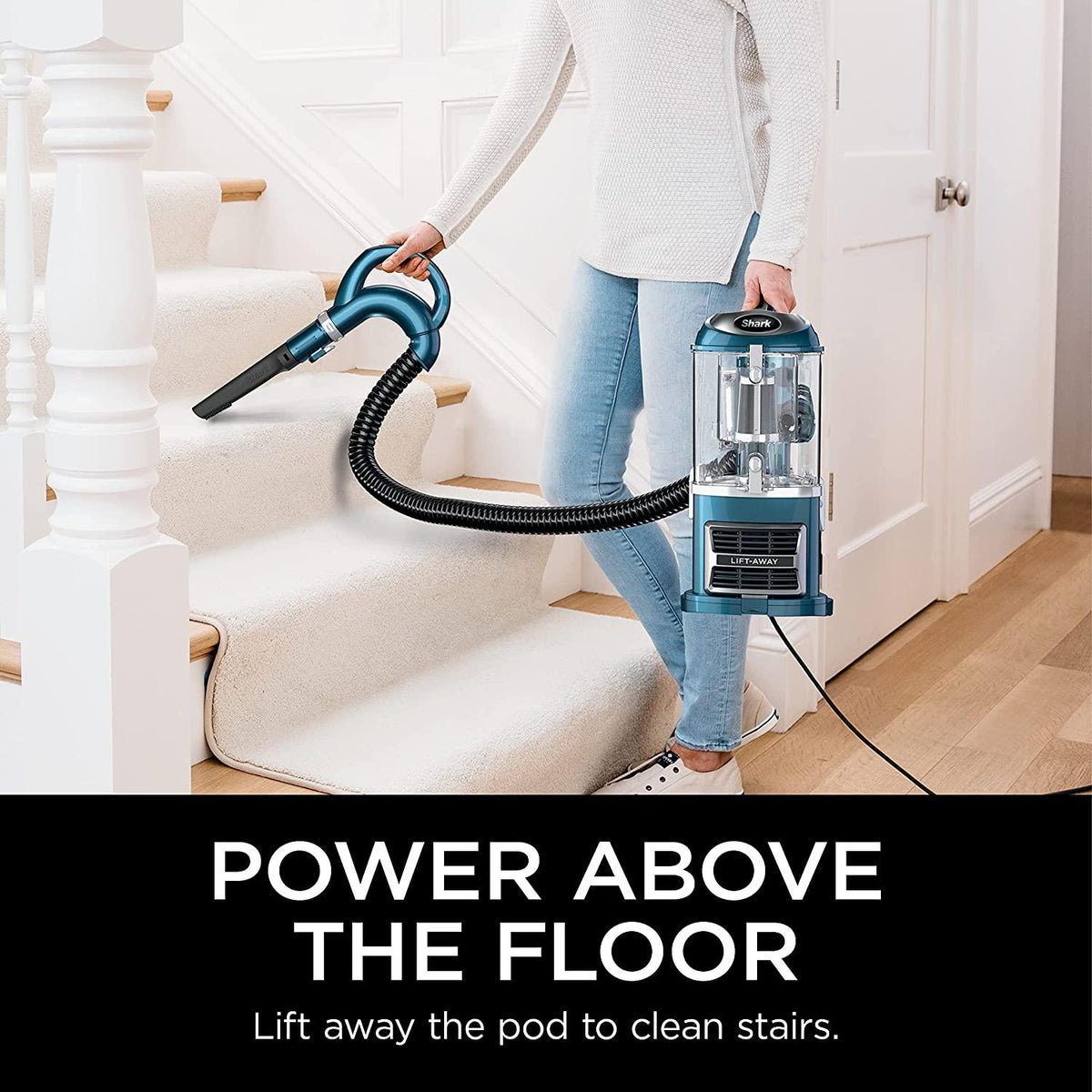 Shark ZU503AMZ Navigator Lift-Away Upright Vacuum with Self-Cleaning Brushroll, HEPA Filter, Swivel Steering, Upholstery Tool &amp; Pet Crevice Tool, Perfect for Pets &amp; Multi-Surface Cleaning, Teal