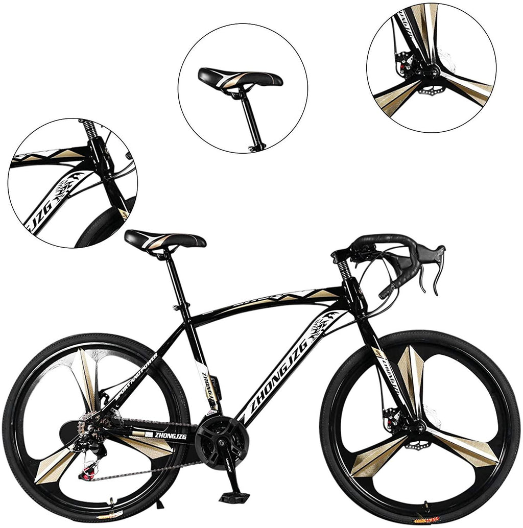 26" Road Bicycle for Men and Women, 21 Speed Disc Brakes, High Carbon Steel Frame,700c Wheels, Road Bicycle - U.S.Shipping