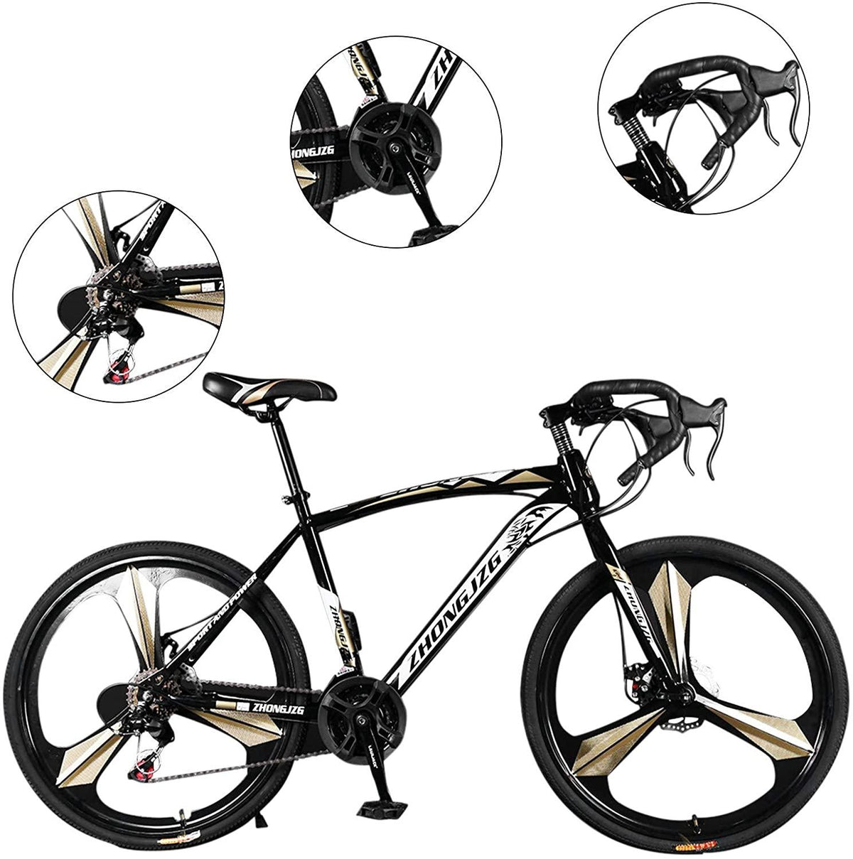 26" Road Bicycle for Men and Women, 21 Speed Disc Brakes, High Carbon Steel Frame,700c Wheels, Road Bicycle - U.S.Shipping
